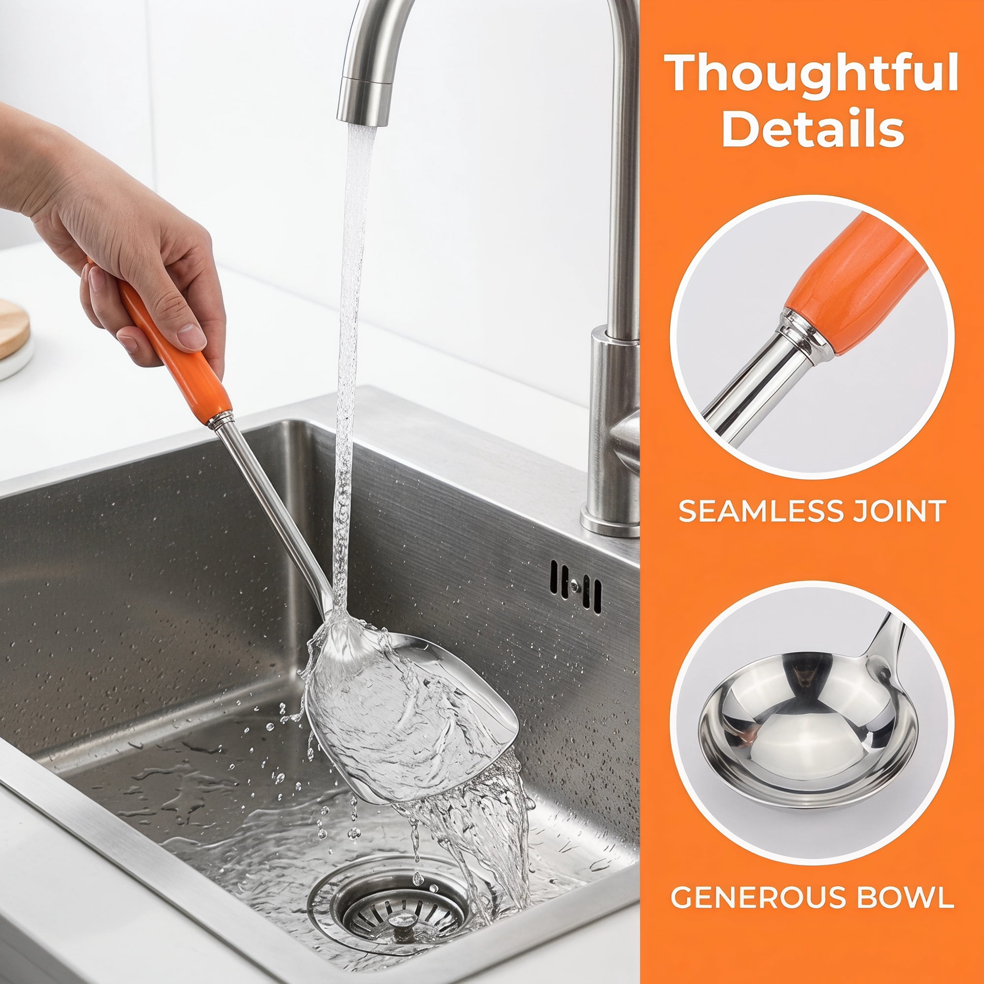 Unique Bargains Color-blocked Kitchen Utensil Set for Home Cooking Orange-Silver 3pcs