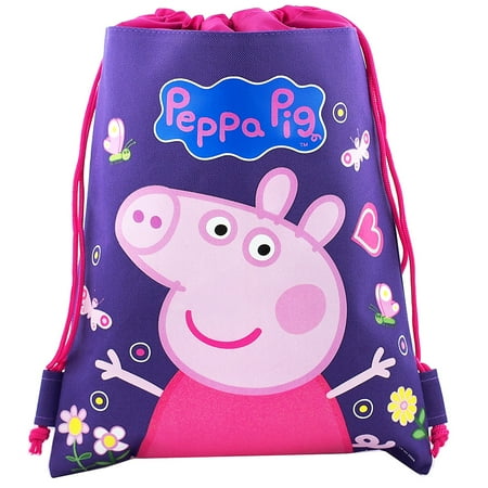 - Peppa Pig Character Authentic Licensed Purple Drawstring Bag