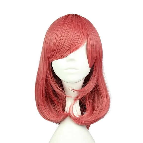Unique Bargains Human Hair Wigs for Women Curly Wig with Wig Cap 17" Red