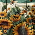 thumbnail image 6 of Ambesonne Cottagecore Valance & Curtain 3 Pcs Set, Rural Sunflowers Bees, 55"x30", Cadet Blue Apricot Brown, 6 of 7