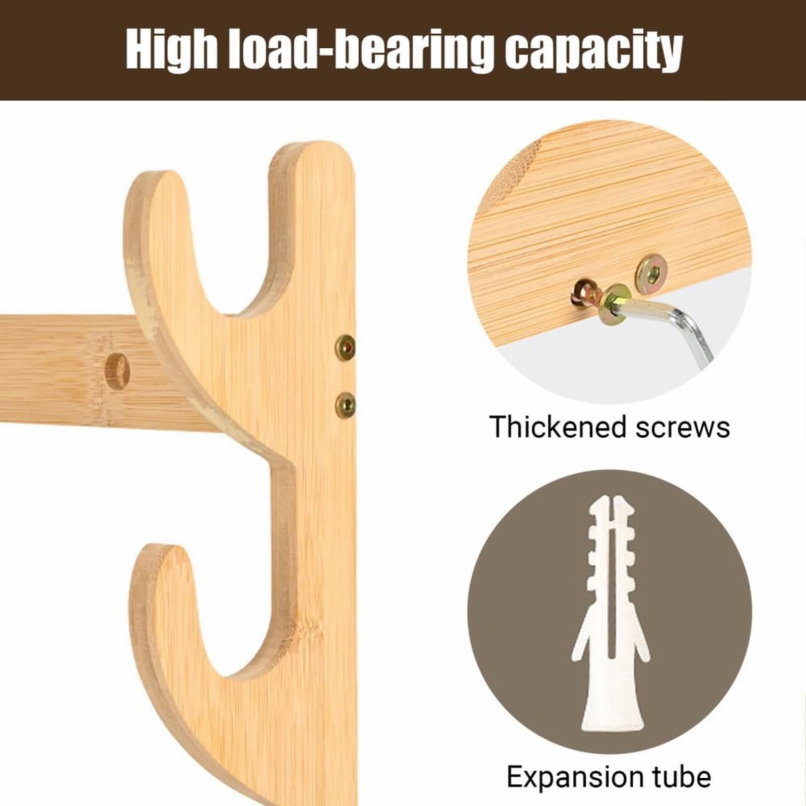 BinKFF Bow Rack Wall Mount Wooden Bow Hanger Bow Hook Wall Mount Bow Storage Rack Universal Bow Holder Stand for Recurve Compound Bow Longbow Shop Display Bow - Not Bow