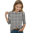 thumbnail image 4 of Abcomgle Girls Tshirts 8-10 Years Old Summer 3/4 Sleeve Tshirts Toddler Plaid Girls Shirts Cute Crewneck Cotton Tops, 4 of 5