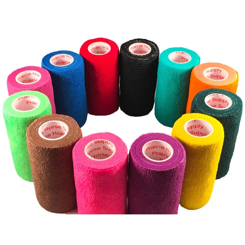 4 Inch Self Adhesive Medical Bandage Wrap Tape (Assorted Colors) (12