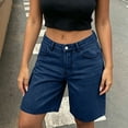 thumbnail image 5 of vdgthytj Jean Shorts Women Summer Wide Leg Mid Waist Baggy Streetwear Casual Denim Bermuda Shorts with Pockets, 5 of 7