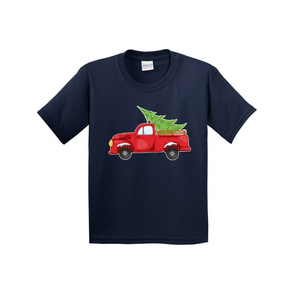 Inktastic Christmas Vintage Truck with Christmas Tree Youth T-Shirt