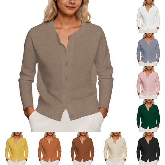 Women's Casual Button Down Cardigan for Everyday Spring Fall Knit Sweater Lightweight Women