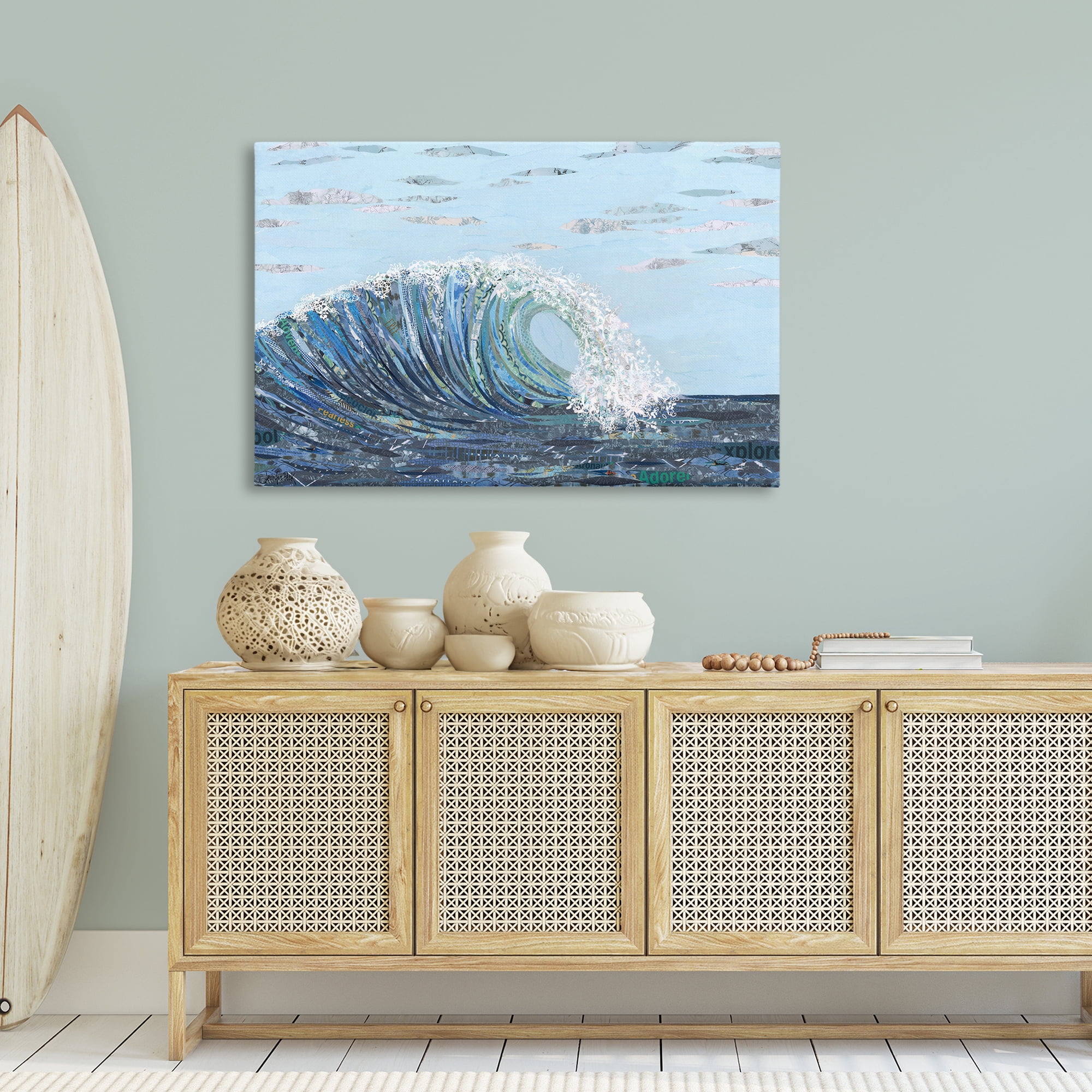 Stupell Industries Big Kahuna Wave Landscape Painting Gallery Wrapped Canvas Art Print Wall Art, 45 x 30