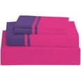 thumbnail image 2 of DNG Creations 4 Piece Two Tone Sheet Set - 21 Inch Deep Pocket ( Solid Hot Pink/Purple - Full ), 2 of 4