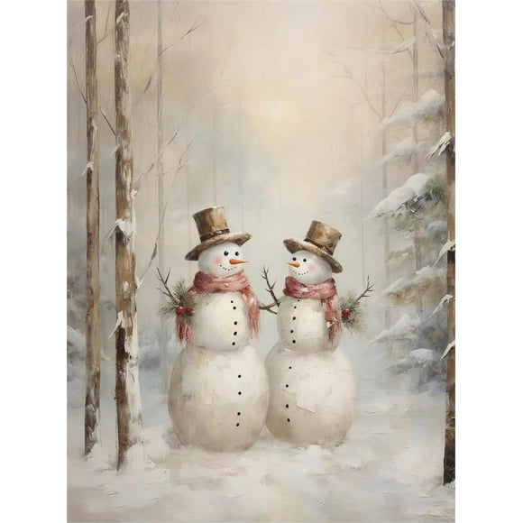 Winter City Snow View Snowman Christmas Tree Santa Claus Christmas poster Canvas Paintings Wall Art Pictures Home Decor50 x 70 cm (without frame),SKU-20
