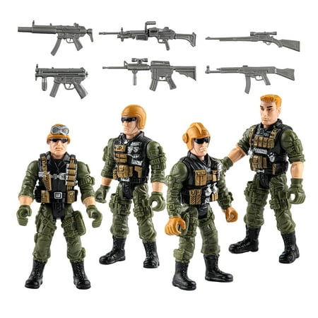 

1 Set of Mini Plastic Military Soldiers Figures Static Model Men Figures Accessories Play Set for Kids