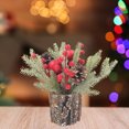 thumbnail image 3 of FOCUSNORM Tabletop Christmas Tree Snow Flocked Small Artificial Tree with Pinecone Berries Desk Decor for Fireplace Home Party, 3 of 8