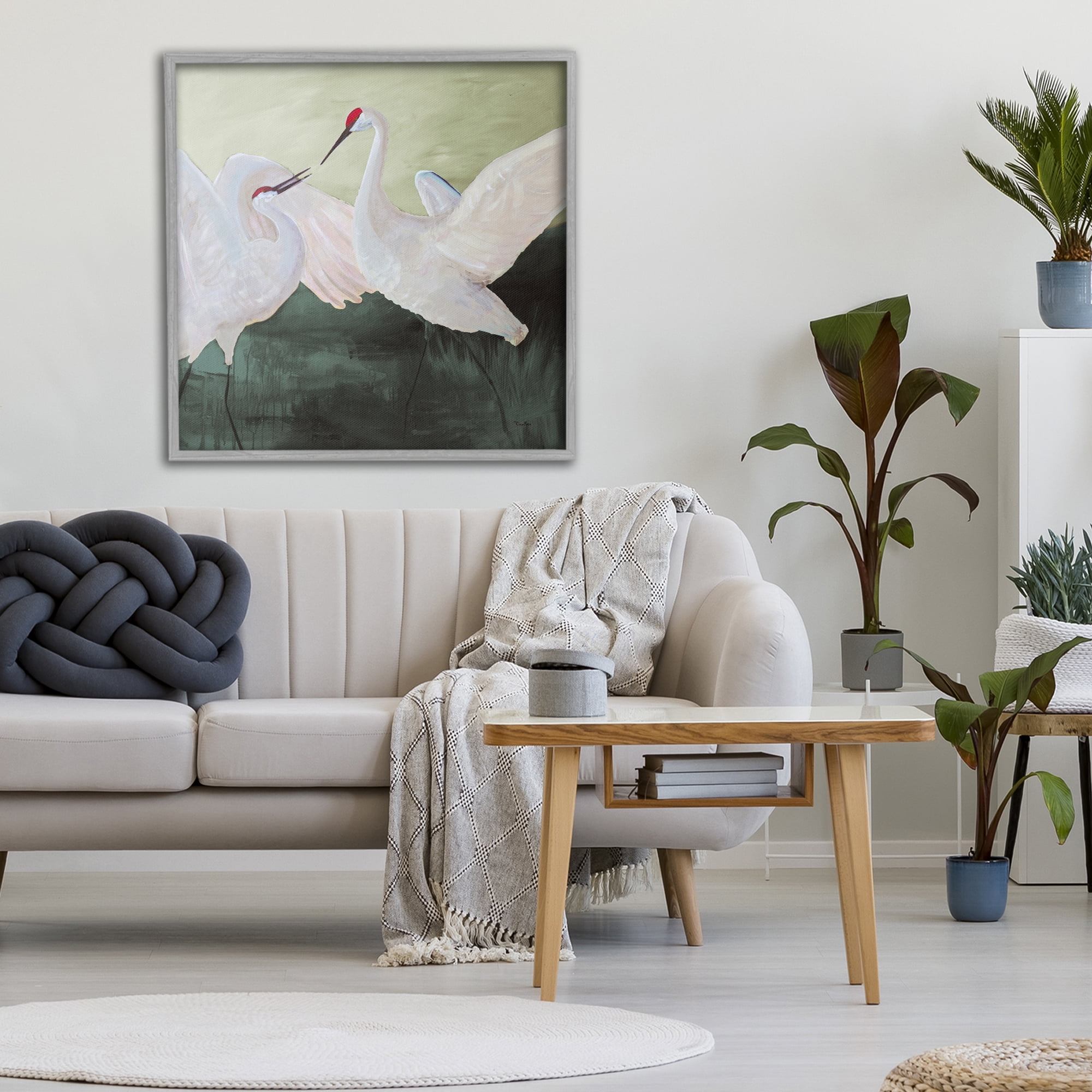 Stupell Industries White Sandhill Cranes Gray Framed Giclee Art, design by Robin Maria