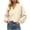 Beige, variant on Trendy Wrap Jacket for women Cropped V Neck Cropped Belted Smocked Cuff Drop Shoulder Tops for Spring Fall Office Casual