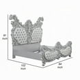 thumbnail image 6 of Vera King Size Bed, Ornate Carving, Platinum Faux Leather Upholstery, 6 of 7