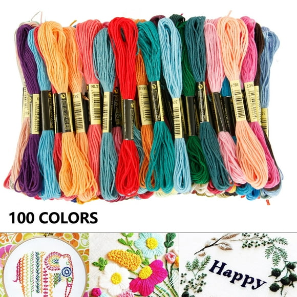 Willstar 100 Couleurs Coton DMC Fil à Tricoter pour Point de Croix Broderie Écheveaux de Couture Multicolores