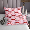 thumbnail image 3 of Erosebridal Ensembles de Couvre-Lit Cerises Rouges Format Simple, Courtepointe Géométrique Buffalo, Ensembles de Courtepointe Kawaii à Nœud pour Lit Format Simple, Déco de Chambre Princesse Légère, 2 Pcs, 3 of 5