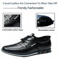 thumbnail image 2 of Men's Casual Loafers Leather Comfortable Outdoor Breathable Oxfords Lightweight Driving Moccasin Business Dress Shoes Black 7.5 US, 2 of 7
