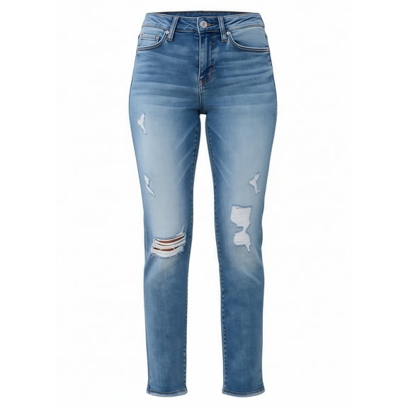 WBLTRVE Women’s Plus Size High-Waisted Stretch Skinny Ripped Jeans