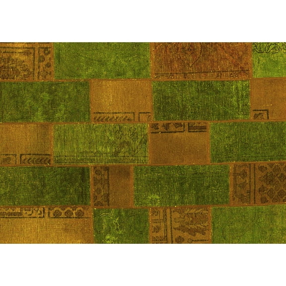 Ahgly Company Indoor Rectangle Patchwork Yellow Transitional Area Rugs, 5' x 7'