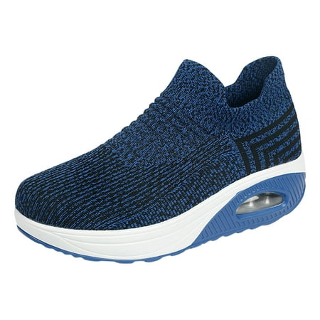 QYZEU Women Running Sneakers Shoes for Women Dressy Casual Outdoor Women Shoes Breathable Color Sports Mesh Runing Solid Shoes Women s Leather Shoes Blue 39