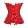 thumbnail image 3 of VASLANDA Women's Lace up Boned Sexy Plus Size Overbust Corset Bustier Top with G-String, 3 of 5