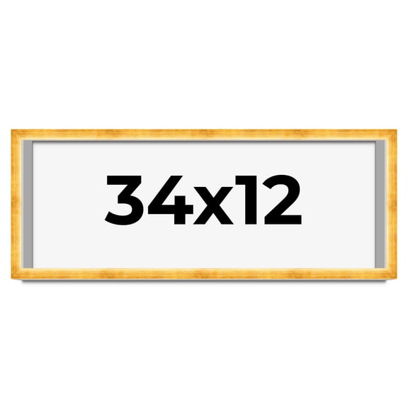 34x12 Shadow Box Frame Gold | 1.625 Inches Deep Real Wood Traditional Shadowbox Display Frame | UV