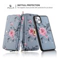 thumbnail image 6 of for iPhone 11 Pro Max Wallet Case - Magnetic Detachable Back Case with RFID Blocking Card Holder, Hand Strap & Crossbody Strap, Floral Flower PU Leather Flip Cover Case for Women Girls, Gray, 6 of 12