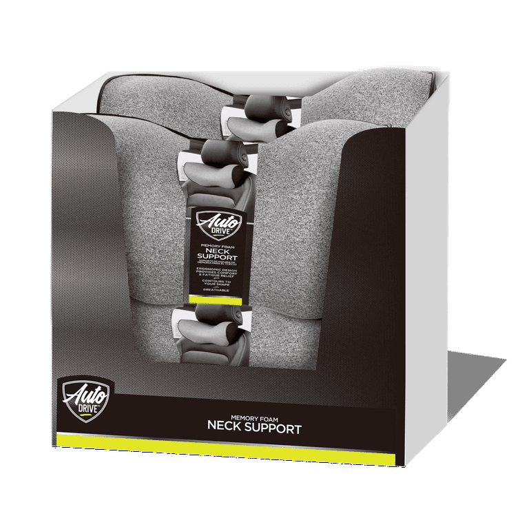 Auto Drive 1 Piece Memory Foam Car Head Support Polyester Gray  