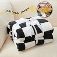 thumbnail image 5 of Cozy Bliss Checkered Throw Blanket, Ultra Soft Warm Fleece Blanket Checkerboard Grid Plush Blanket for Couch Bed Sofa, Black White 90"x90", 5 of 5