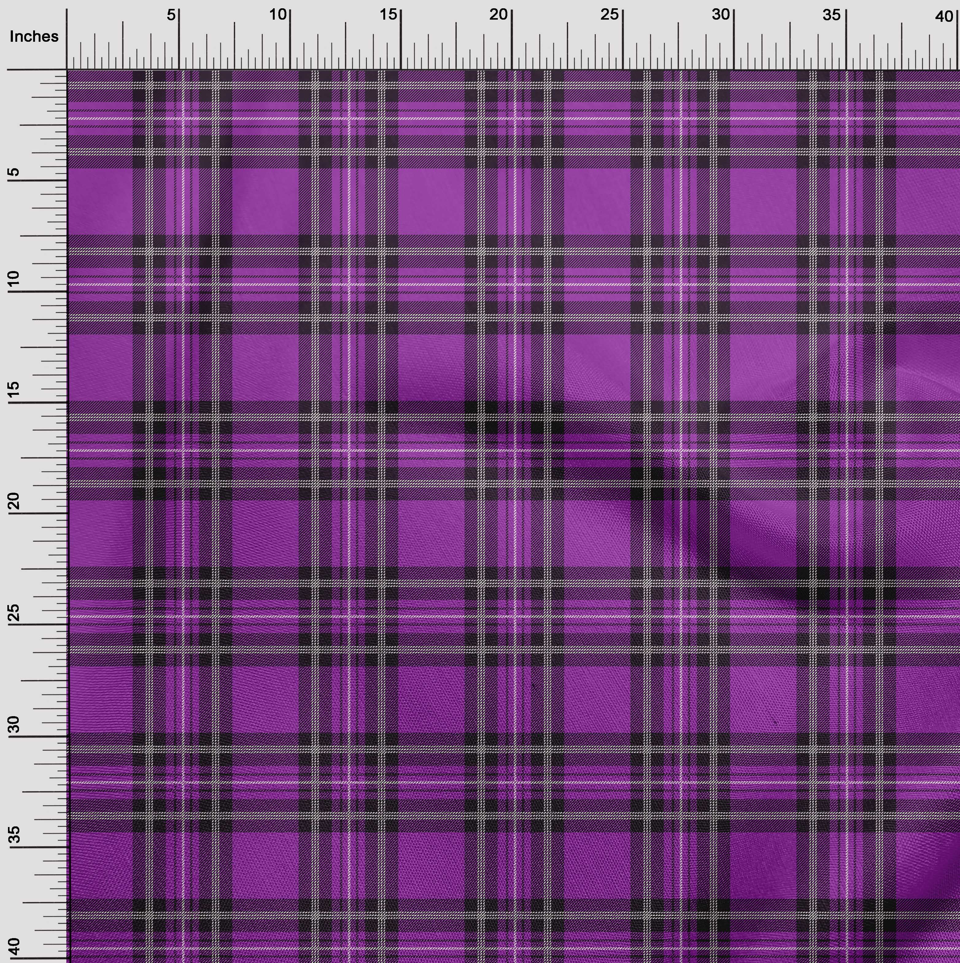 oneOone Cotton Poplin Twill Purple Fabric Tartan Dress Material Fabric Print Fabric By The Yard 56 Inch Wide-9127