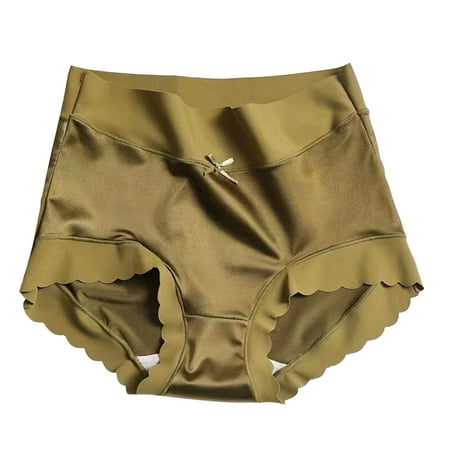 Tiqkatyck Womens Underwear High Waisted Satin Ice Silk Fake Buttock Briefs Butt Lifter Padded Control Panties Hip Enhancer Underwear Shapewear Boyshort Briefs for Women Army Green L