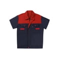 thumbnail image 3 of TiaoBug Mens Short Sleeve Basic Industrial Work Shirt Color Block Motor Zipper Mechanic Worker Uniforms Red M, 3 of 5