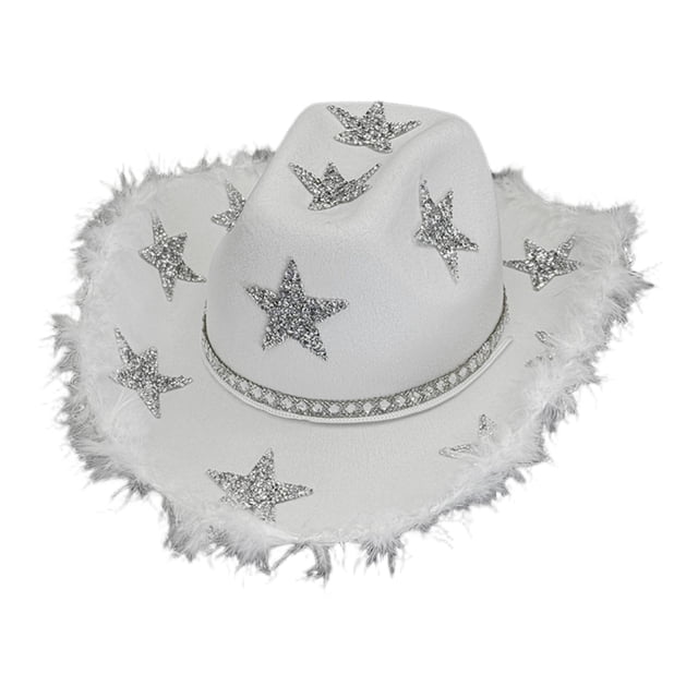 Party Fotography Sombrera Glitter Star Star Cowboy Gat for Music Concerts Woman Masculino