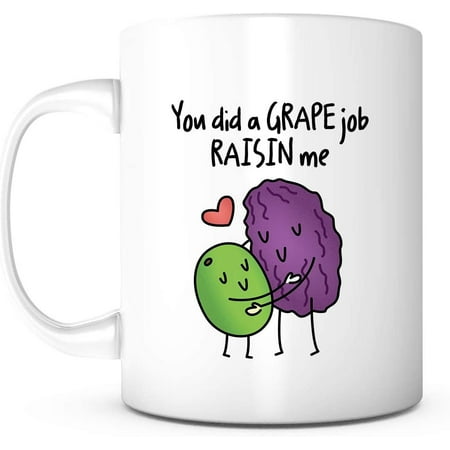 

You Did a Grape Job-11 Ounce White Ceramic Mug Mother‘s Day Father s Day Gift Mug Ideas Funny Cartoon Coffee Mug Quotes Sayings for Mom Dad Birthday Tea Mug (1)