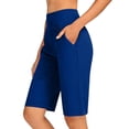 thumbnail image 2 of Dagugfen Yoga Shorts for Women Knee Length Straight Leg Elastic Waist Stretchable Athletic Workout Short Pants with Pockets, 2 of 8