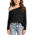 thumbnail image 3 of Bovxnpu Girls Long Sleeve Shirts Undershirts Long Sleeve Top Casual Fashion Pullover Sweatshirt Outfits, 3 of 10
