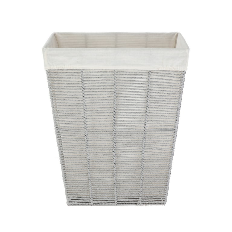 Gray Woven Paper Rope Laundry Hamper With Removable Liner photo 4