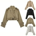 thumbnail image 4 of Women Long Sleeves Cropped Trench Jacket Cropped Lady Casual Loose Coats Spring, 4 of 6