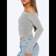 thumbnail image 5 of Blusa Informal de Larga con Cuello y Hombros Descubiertos para Mujer, Ajustada, para Salir, Estilo Y2K Flor Gris XS, 5 of 7
