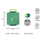 OmieBox Bento Box for Kids - Insulated Bento Lunch Box with Leak Proof Thermos Food Jar - 3 Compartments, Two Temperature Zones - (Meadow)
