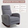 thumbnail image 3 of Homhum Nursery Rocking Chair Set of 2, Velvet High Back Arm Chair, Adult Sofa for Indoor, Gray, 3 of 9