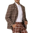 thumbnail image 4 of INSPIRE CHIC Plaid Blazers for Men's Color Block Business Checked Patterned Sports Coat, 4 of 5