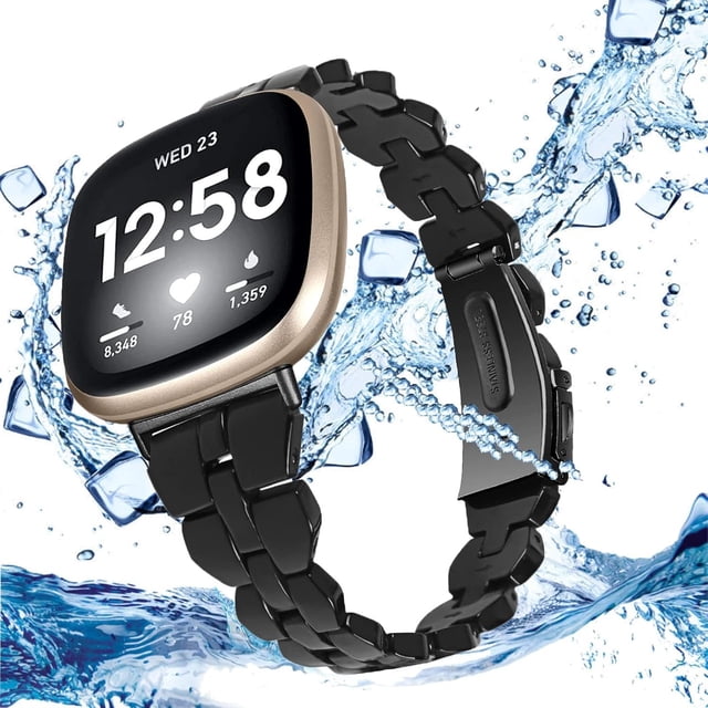 REQO Bracelet de Montre en Résine Compatible pour Fitbit Versa 4/Sense 2 Bracelets de Remplacement, Bracelet Réglable avec Boucle en Acier Inoxydable pour Fitbit Sense 2/Versa 4/Versa 3 pour Femmes Hommes