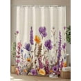thumbnail image 4 of Spring Floral Standard Shower Curtain Set, Waterproof Shower Curtains for Bathroom, Farmhouse Pastoral Summer Botanical Washable Fabric Cloth Bath Curtain for Bathtub with Hooks 72x72 Inches, 4 of 6