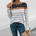 thumbnail image 7 of Lmnyox Women's Striped Tops Soft Long Sleeve Crew Neck T Shirt Summer Casual Pullover Shirt Trendy, 7 of 7