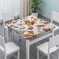 thumbnail image 3 of Brown Mushroom Flower Light Pattern Square Fitted Tablecloth with Elastic Edge,Square Table Cover,Washable Elastic Table Cover for Home Kitchen Party Decor 34"x34", 3 of 6