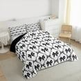 thumbnail image 3 of Manfei Ribbon Bow Bowtie Queen Comforter Set,Stars Loves Print Bedding Sets,White Black Bedding Comforter Set For Child,Ultra Soft Home Decor Reversible,3 Pieces, 3 of 8