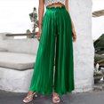 thumbnail image 5 of Lilgiuy Women's Fashion Casual High Waist Elastic Waist Drawstring Straps Solid Color Draped Pleated Wide Leg Long Pants Green 8(L) Fall Clothes for 2022 Spring Winter, 5 of 5