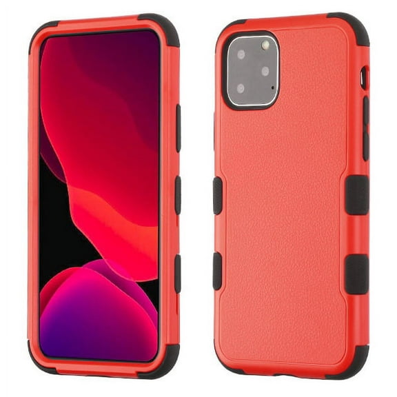 Apple iPhone 11 PRO Phone Case Tuff Hybrid Fusion Shockproof Impact Rubber Dual Layer Full Body Rugged Hard Soft TPU Full Body Protective Shock Absorbent Bumper Cover RED for Apple iPhone 11 Pro