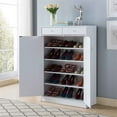 thumbnail image 3 of Smart Home Furniture 2-Drawer Contemporary Wood Shoe Cabinet in White, 3 of 4